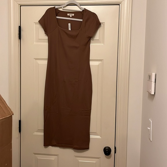 Madewell Camel Bodycon Midi Dres/NWT/M - Picture 9 of 10